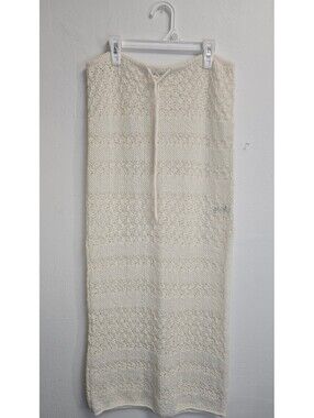 Wild Fable Women’s S Ivory Crochet Knit Maxi Skirt High Slit